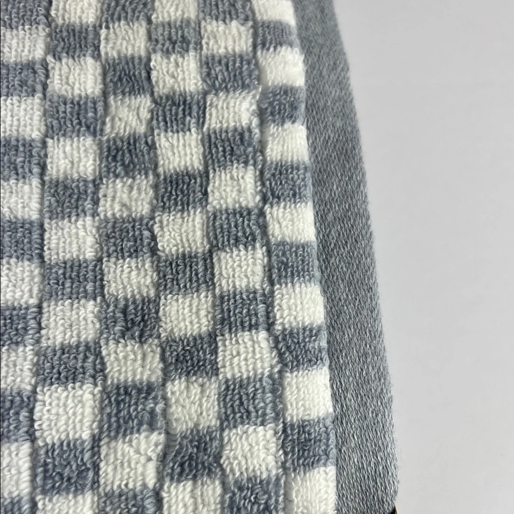 Common Thread Bamboo Bath Towels Blue White Check Print Cotton Set of 2 NEW